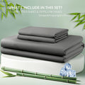3 Piece Bamboo Blend Cooling Fitted Sheet Set with Pillowcases - Grey Super King
