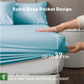3 Piece Bamboo Blend Cooling Fitted Sheet Set with Pillowcases - Sky Blue Super King