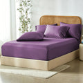 3 Piece Bamboo Blend Cooling Fitted Sheet Set with Pillowcases - Purple Super King