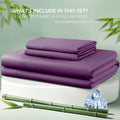 3 Piece Bamboo Blend Cooling Fitted Sheet Set with Pillowcases - Purple Super King