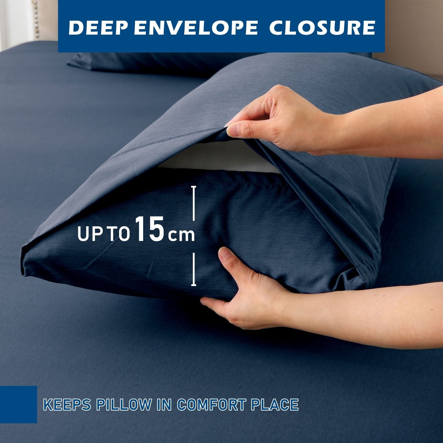 2000TC Bamboo Blend Cooling Sheet Set - 4 Piece, Navy, Super King