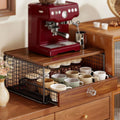 Coffee Machine Stand with Capsule Drawer and Wire Basket