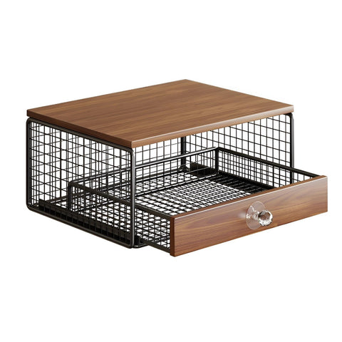 Coffee Machine Stand with Capsule Drawer and Wire Basket