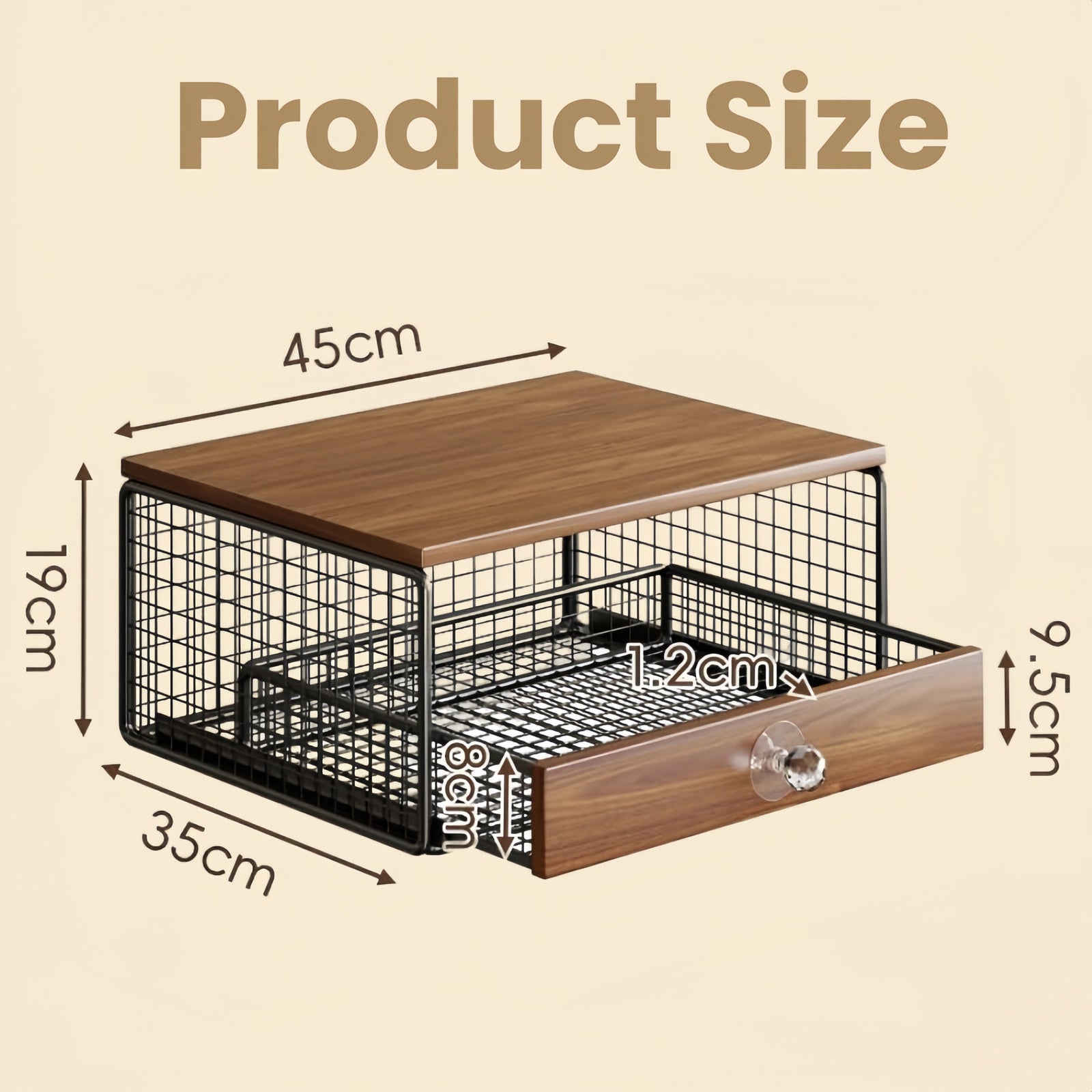 Coffee Machine Stand with Capsule Drawer and Wire Basket