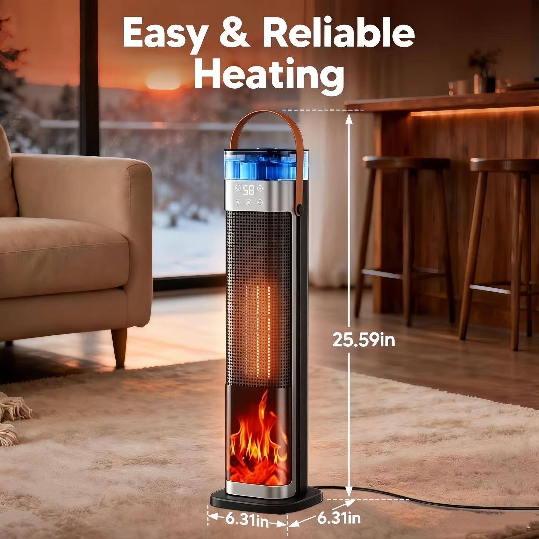 Premium Tower Space Heater with Built In Humidifier Indoor Room Heater