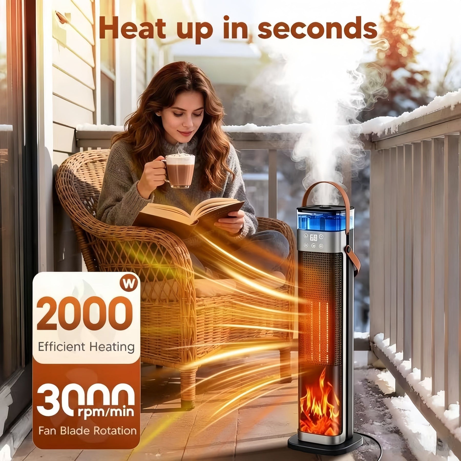 Premium Tower Space Heater with Built In Humidifier Indoor Room Heater