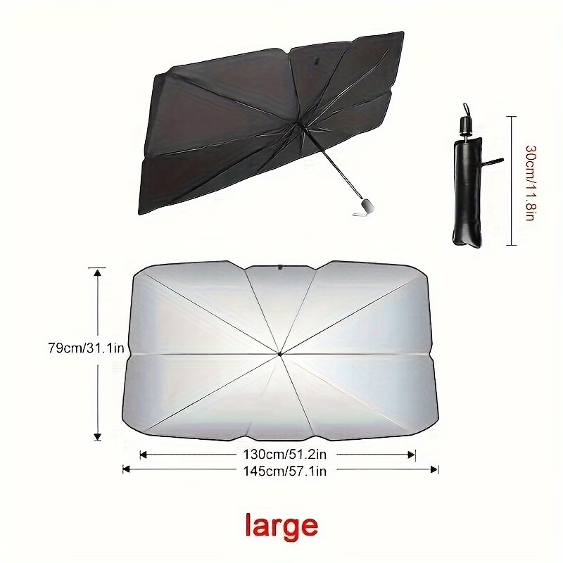 Premium Umbrella-Style Car Windshield Sunshade for Small Cars Foldable Heat Blocker