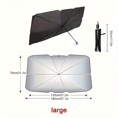 Premium Umbrella-Style Car Windshield Sunshade for Small Cars Foldable Heat Blocker