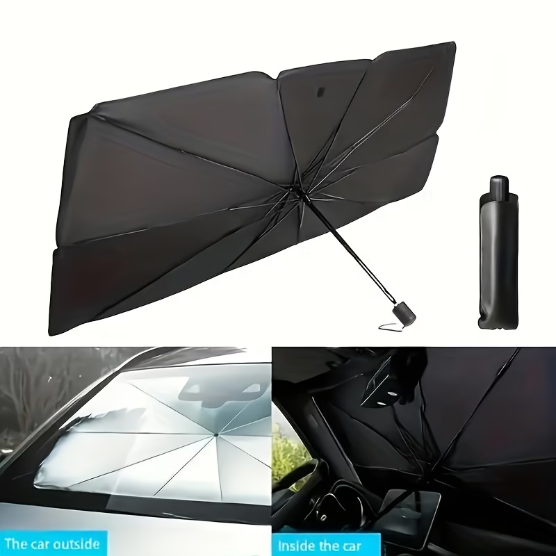 Premium Umbrella-Style Car Windshield Sunshade for Small Cars Foldable Heat Blocker