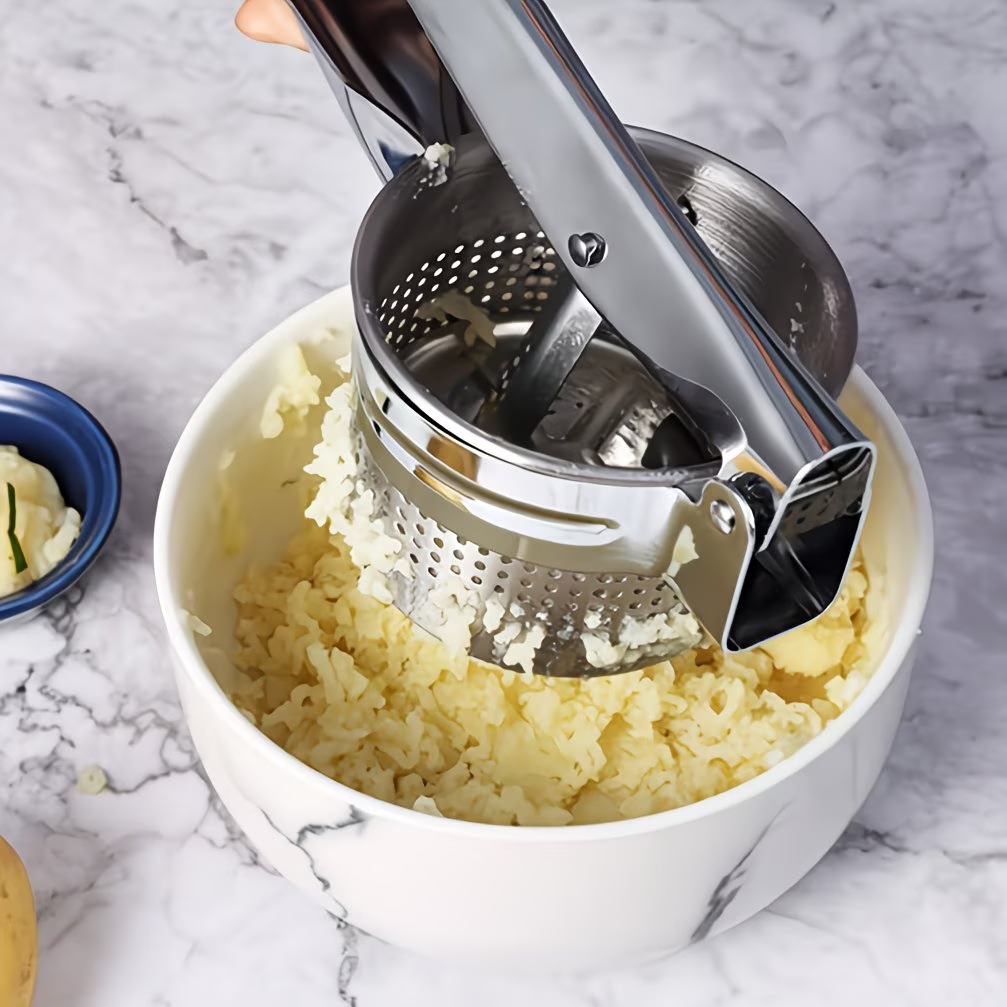 Premium Stainless Steel Potato Ricer and Manual Juicer with Non-Slip Handle