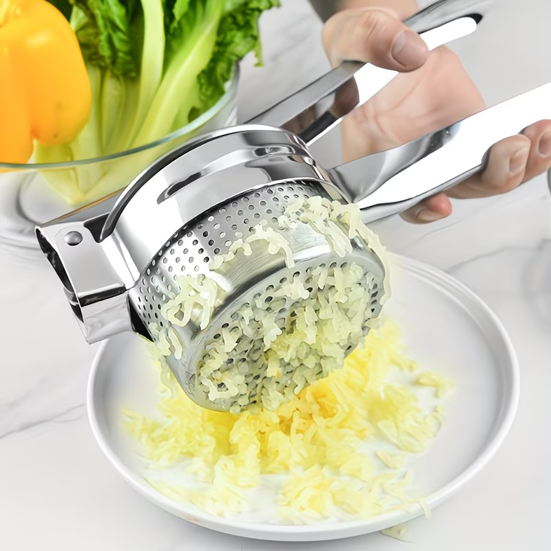 Premium Stainless Steel Potato Ricer and Manual Juicer with Non-Slip Handle