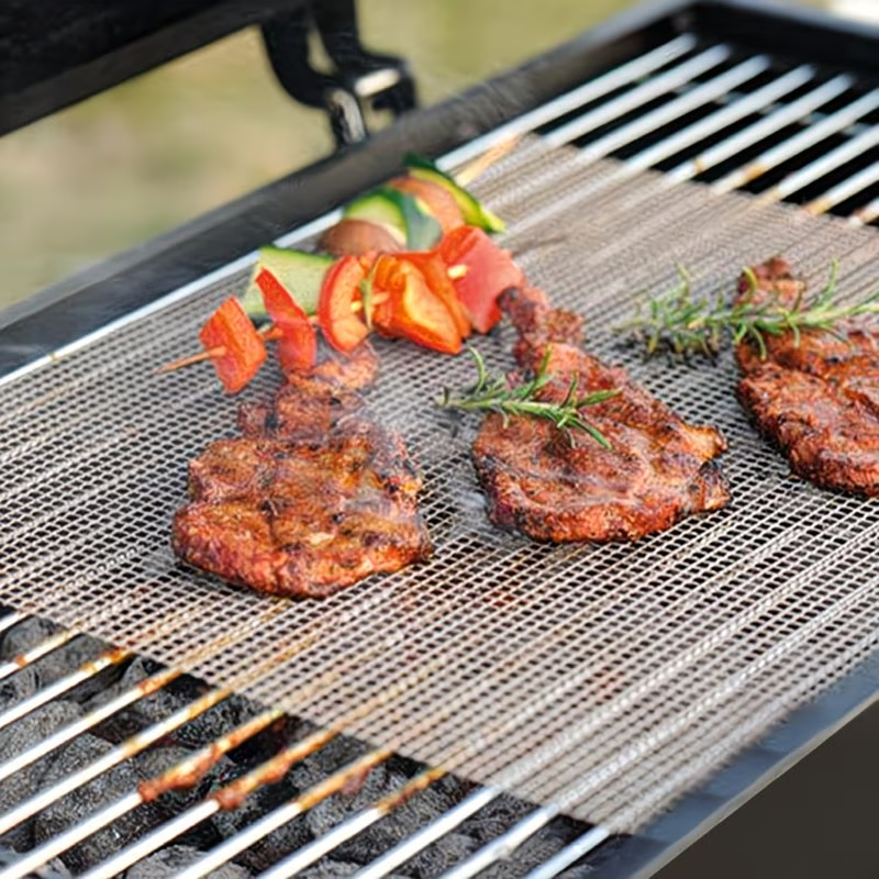Premium 3 Pack Black Non-Stick PTFE Round BBQ Grill Mesh Mats