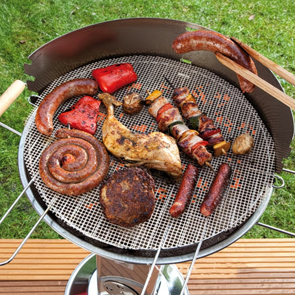 Premium 3 Pack Black Non-Stick PTFE Round BBQ Grill Mesh Mats