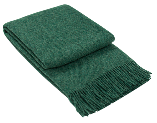 Brighton Throw Blanket - 100% NZ Wool - 140W x 200H cm - Emerald - Ethically Sourced - SuperSaverAU - view 1