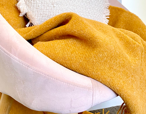 Brighton Throw Blanket - 100% NZ Wool, 140x200 cm, Mustard, Ethically Sourced - SuperSaverAU - view 3