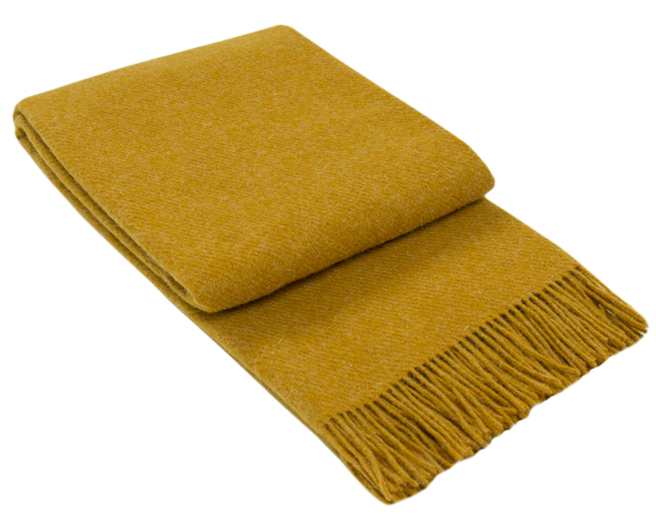 Brighton Throw Blanket - 100% NZ Wool, 140x200 cm, Mustard, Ethically Sourced - SuperSaverAU - view 1