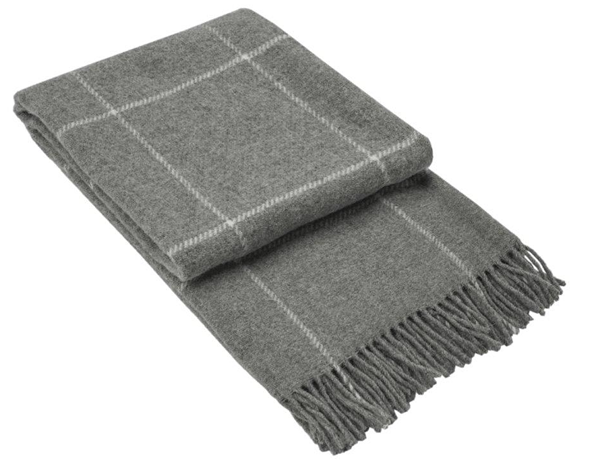 Brighton Throw Blanket - 100% NZ Wool - 140W x 200H cm - Grey Striped - SuperSaverAU - view 1