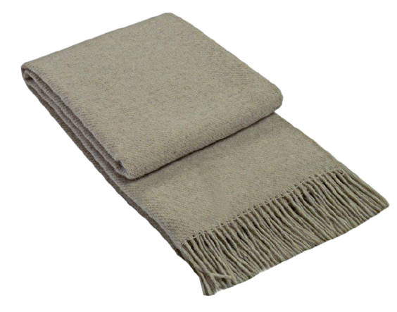Brighton Throw Blanket - 100% New Zealand Wool, 140W x 200H cm, Beige - SuperSaverAU - view 1