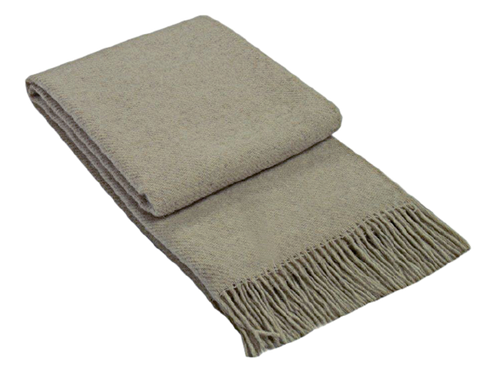 Brighton Throw Blanket - 100% New Zealand Wool, 140W x 200H cm, Beige - SuperSaverAU - view 1