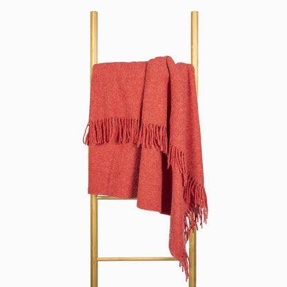Brighton Throw Blanket - 100% NZ Wool - 140W x 200H cm - Cherry - Ethically Sourced