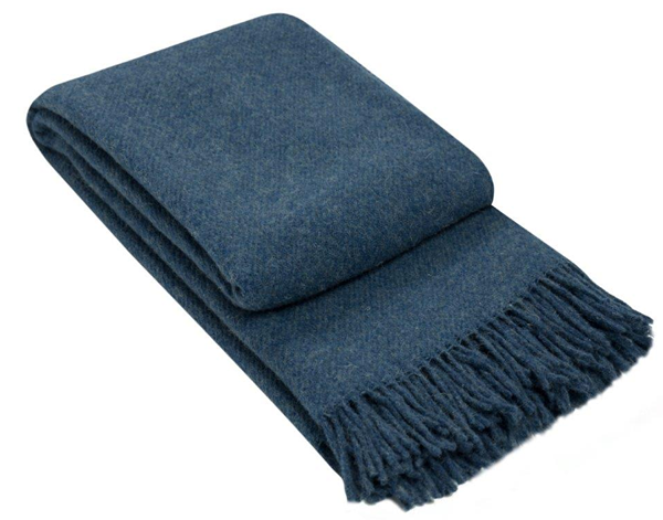 Brighton Throw Blanket - 100% NZ Wool, 140W x 200H cm, Navy, Ethically Sourced - SuperSaverAU - view 1