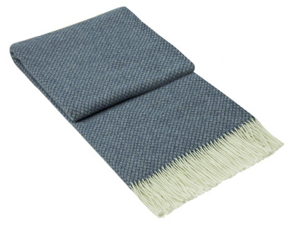 Chiswick Cashmere Merino Wool Blend Throw 140x200cm Navy European Woven