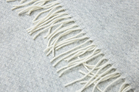 Chiswick Throw Blanket - 140W x 200H cm - Cashmere & Merino Wool Blend, Light Grey - SuperSaverAU - view 1