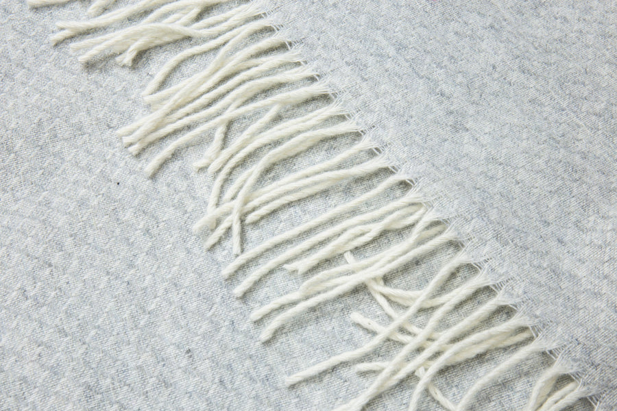 Chiswick Throw Blanket - 140W x 200H cm - Cashmere & Merino Wool Blend, Light Grey - SuperSaverAU - view 1