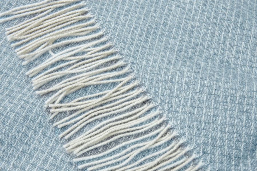 Chiswick Throw Blanket - 140W x 200H cm - Cashmere & Merino Wool Blend, Blue - SuperSaverAU - view 1