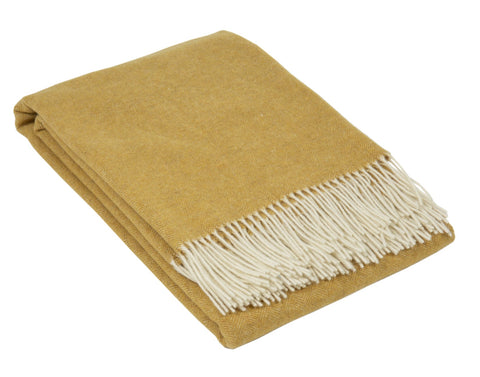 Hampton Throw Blanket - 140x200 cm - Merino Wool Blend - Ochre - Ethically Sourced - SuperSaverAU - view 1