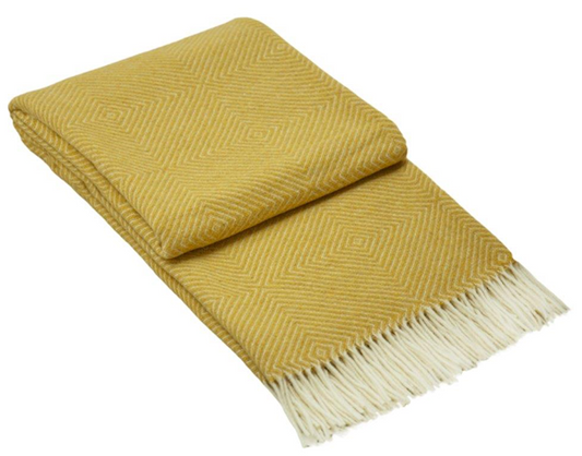 Hampton Merino Wool Blend Throw - Mustard, Stylish Blanket