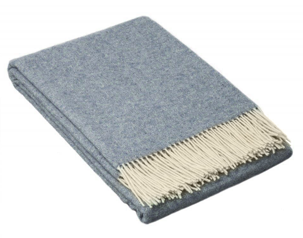 Hampton Throw Blanket - 140W x 200H cm - Merino Wool Blend - Blue - SuperSaverAU - view 1