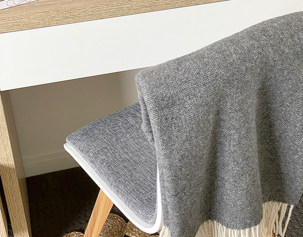 Hampton Merino Wool Blend Throw - Dark Grey, Elegant Blanket - SuperSaverAU - view 2