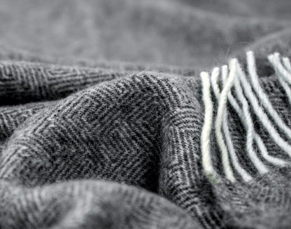 Hampton Merino Wool Blend Throw - Dark Grey, Elegant Blanket