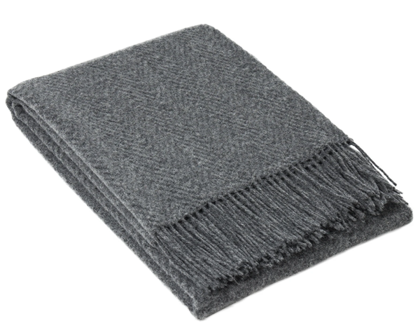 Hampton Merino Wool Blend Throw - Slate, Luxury Blanket