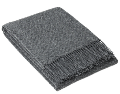 Hampton Merino Wool Blend Throw - Slate, Luxury Blanket