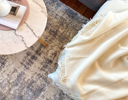 Kensington Throw Blanket - 10% Cashmere/90% Superfine Merino Wool - 140W x 200H cm - Ivory