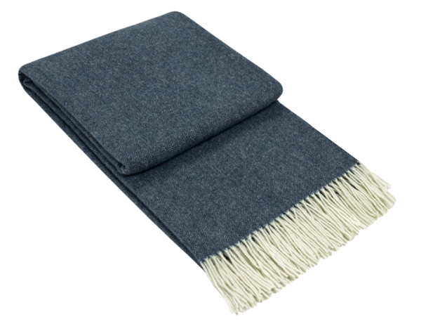 Kensington 10% Cashmere 90% Merino Wool Throw 140x200cm Navy European Woven