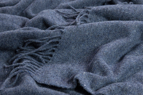 Oxford Throw Blanket - Merino Wool Blend - 140x200 cm - Navy, Ethically Sourced - SuperSaverAU - view 2