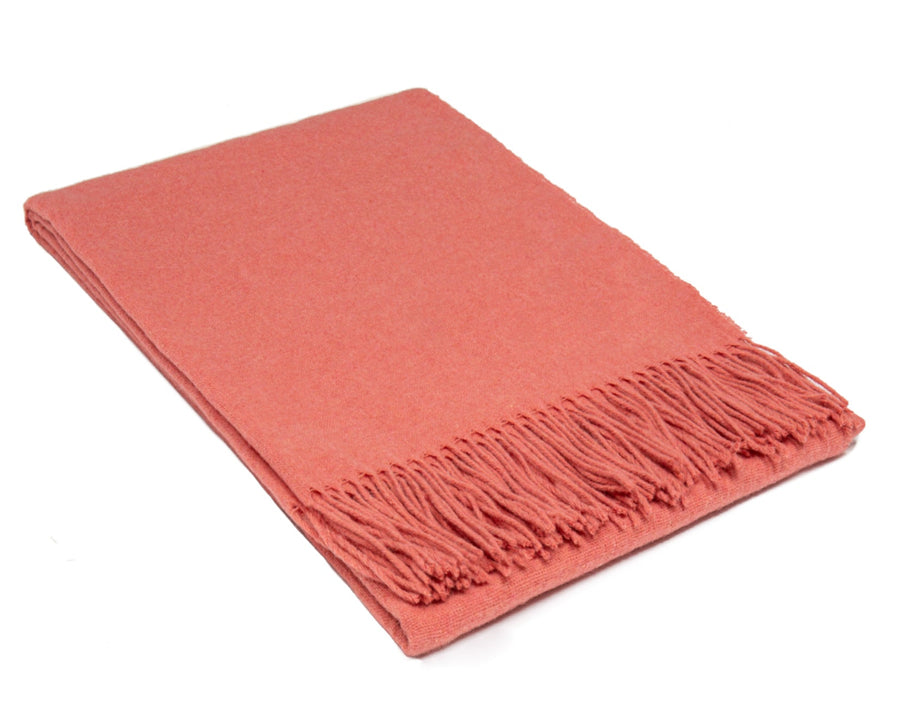 Paddington Throw Blanket - 140W x 200H cm - Merino Wool Blend - Peach - SuperSaverAU - view 1