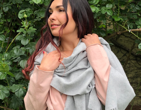 Paddington Scarf - Fine Merino Wool Blend, 70W x 200H cm, Grey, Ethically Sourced - SuperSaverAU - view 2