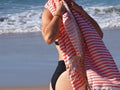 Portsea Pure Turkish Cotton Beach Towel - Coral, 100 x 180cm, Quick Drying - SuperSaverAU - view 2