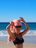 Portsea Pure Turkish Cotton Beach Towel - Coral, 100 x 180cm, Quick Drying - SuperSaverAU - view 3