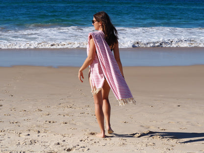 Portsea Pure Turkish Cotton Beach Towel - Quick Drying, 100 x 180cm, Blush