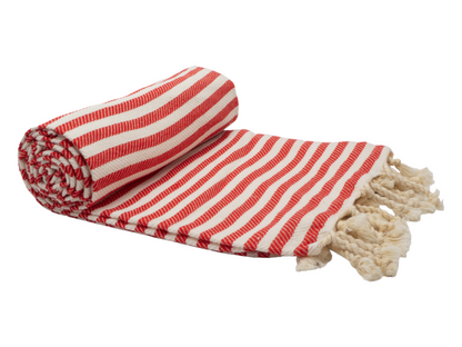 Portsea Pure Turkish Cotton Beach Towel - Cherry, 100 x 180cm, Quick Drying