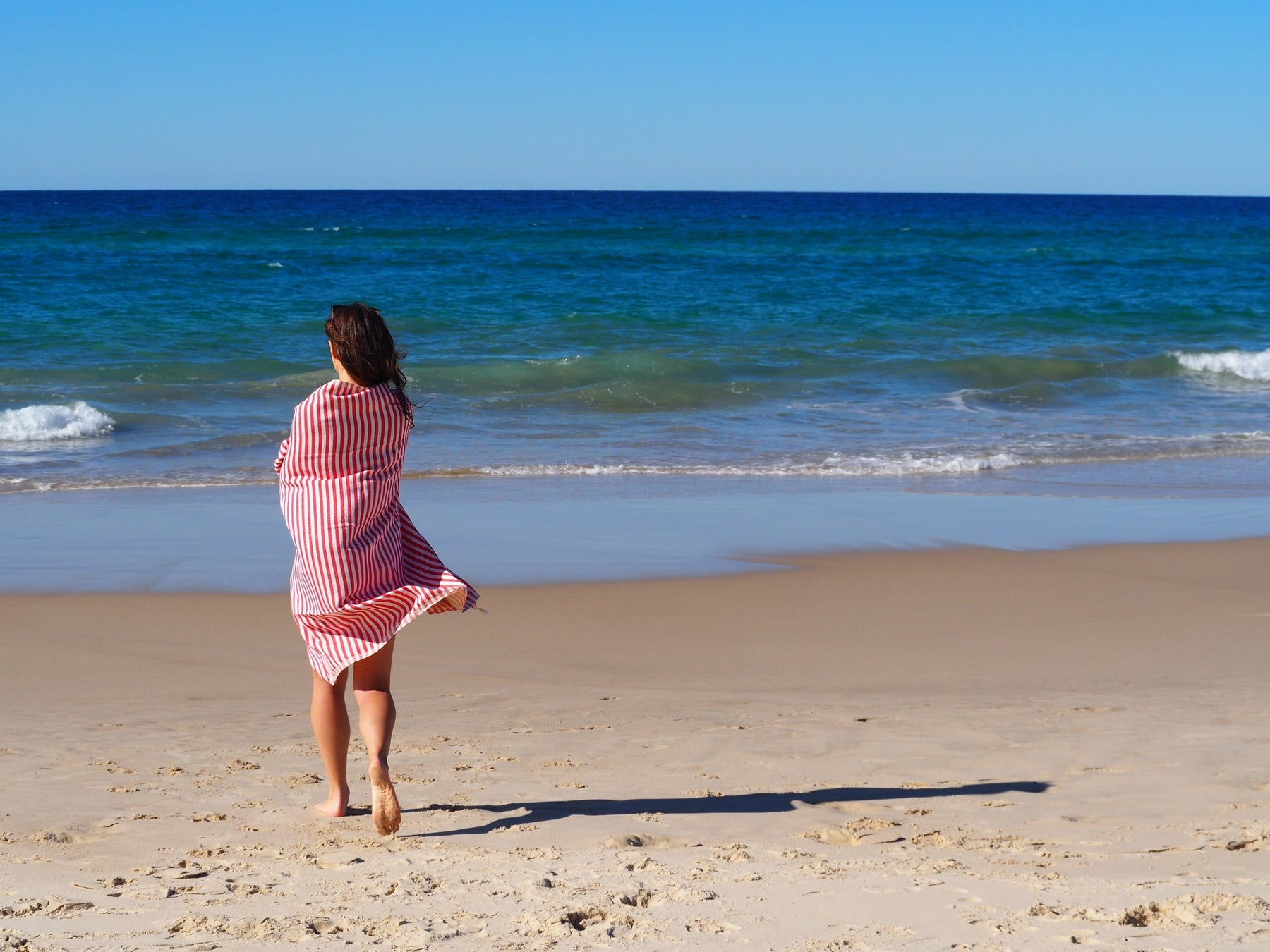 Portsea Pure Turkish Cotton Beach Towel - Cherry, 100 x 180cm, Quick Drying - SuperSaverAU - view 2