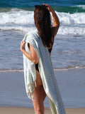 Portsea Pure Turkish Cotton Beach Towel - Quick Drying, 100 x 180cm, Seafoam - SuperSaverAU - view 3