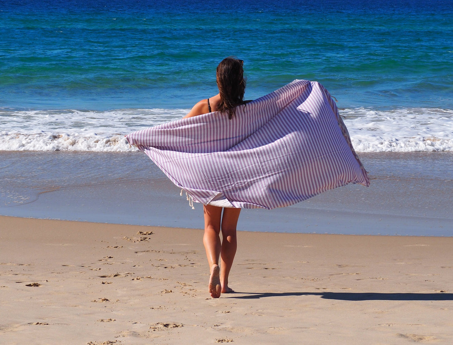 Portsea Pure Turkish Cotton Beach Towel - Lilac, 100 x 180cm, Quick Drying