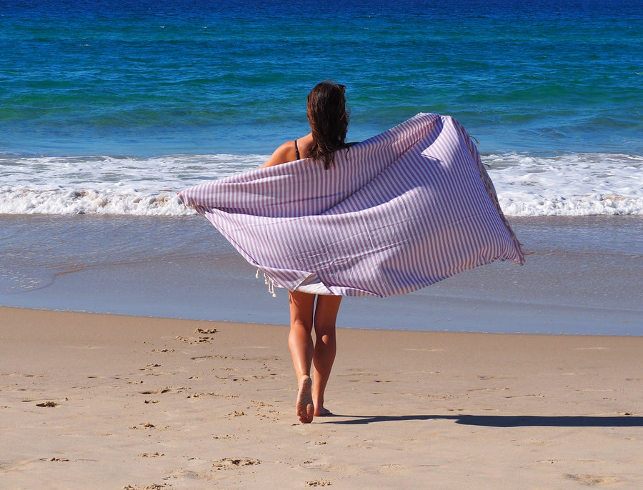Portsea Pure Turkish Cotton Beach Towel - Lilac, 100 x 180cm, Quick Drying - SuperSaverAU - view 1
