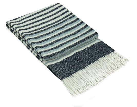 Richmond Throw Blanket - Reclaimed Wool Blend, 130W x 180H cm, Navy